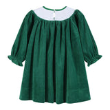 Green Velvet Nativity Smocked Dress