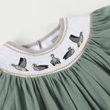 Sage Green Mallard Smocked Bishop Dress: 18-24M