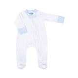 New Beginnings Blue Zipper Footie: Blue / NB