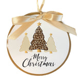 Leopard Christmas Tree Ornament   White/Black/Gold   4"