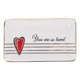 Heart Gold Striped Trinket Tray