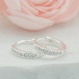 Sterling Silver Huggie CZ Hoop Earrings for Babies and Kids: Clear / 10mm