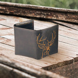 Buck Burnished Leather Trifold Wallet