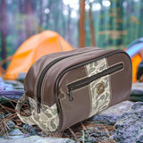 Shot Shell Brown Pebble Old School Camo Men's Toiletry Dopp Bag.: Brown/Tan
