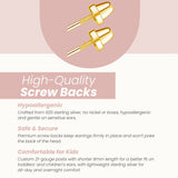 14K Gold-Plated White Pearl Earrings with Screw Backs