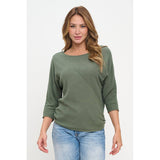 Textured Bella Rib Brushed Funnel Neck Dolman Top