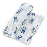 “Up Up & Away” Airplane Muslin Swaddle Blanket