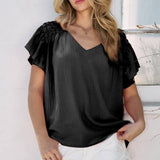 Solid Woven Blouse - Shoulder Smocked