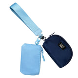 Light Blue/Navy Lulu Mac Double Pouch Wristlets
