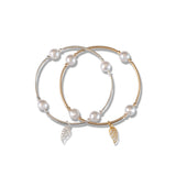 Charmed White Pearl & Gold Wing 8mm Blessing Bracelet: Small