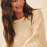 3339GK Diamond Knit Pullover Sweater: Light Heather Gray / Contemporary / S