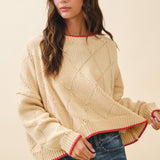 3339GK Diamond Knit Pullover Sweater: Light Heather Gray / Contemporary / S