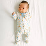 Dino - Land Print Zip Footie: Newborn