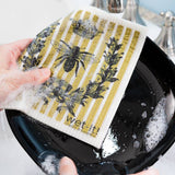 French Bee Black and Gold Swedish Cloth