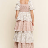 Blushing Blooms Tiered Maxi Dress