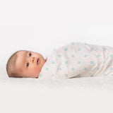 Blue French Dots Muslin Swaddle Blanket, Premium Cotton
