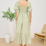 Light Kiwi Pleated Empire Waist Midi