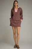 Chocolate Polka Dot Contrast Collar Knit Top