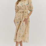 Floral Belted Midi Shirt Dress