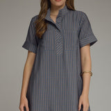 Navy Gingham Collared Mini Dress