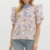 Garden Party Ruffle Top – Coral Stripe