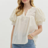 Sweet Grace Lace Inset Blouse – Ivory