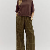 Brown Sweater Knit Wide Sleeve Pullover