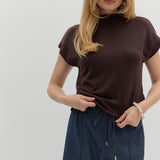 Solid Mock Neck Knit Top