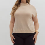 Solid Knit Mock Neck Pullover Top – Curvy