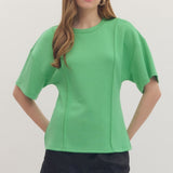 Kelly Green Seam Detail Knit Top