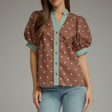Spotted in Style Puff Sleeve Top