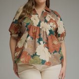 Teal Me a Story Curvy Floral Top
