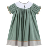 Sage Green Mallard Smocked Bishop Dress: 18-24M