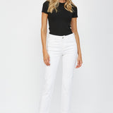 Mica Mid-Rise Ankle Straight Jeans – White