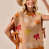 Thanksgiving Pattern Side-Tie Sweater Vest