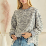 Plus Heathered Jacquard Fabric Pullover Sweater
