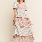 Blushing Blooms Tiered Maxi Dress