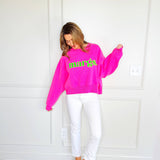 Margs Lime Puff Crop Sweatshirt: S/M