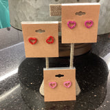 Rhinestone Heart Stud Earrings