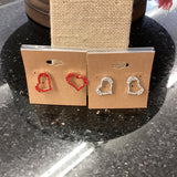Hollow Rhinestone Studded Heart Earrings