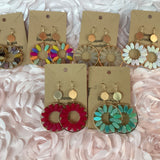 Metal Drop Earrings with Iridescent Colors