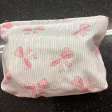 Corduroy Pink Bows Pouch-Zip Up