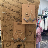 Hammered Metal Nesting Diamond Share Drop Earrings