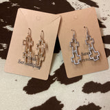 Linked Hollow Texture Cross Drop Earring Silver