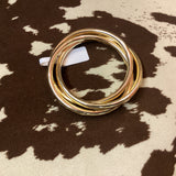 Gold Three Intertwined Metal Tone Bracelets