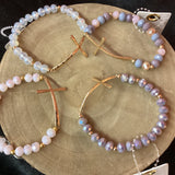 Faceted Bead Beaded Stretch Cross Bracelet