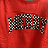 Red Long Sleeve Black and White Checkered Merry