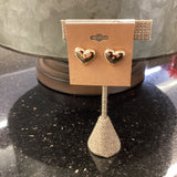 Puffy Metal Tone Heart Stud Earring