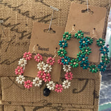 Beaded Flower Teardrop Earrings