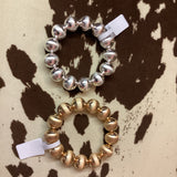 Chunk Metal Tone Beaded Bracelet Gold